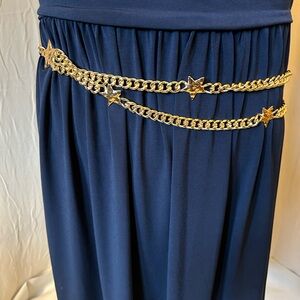 (NWT) Waist Jewelry Star-Themed Gold Chain Belt